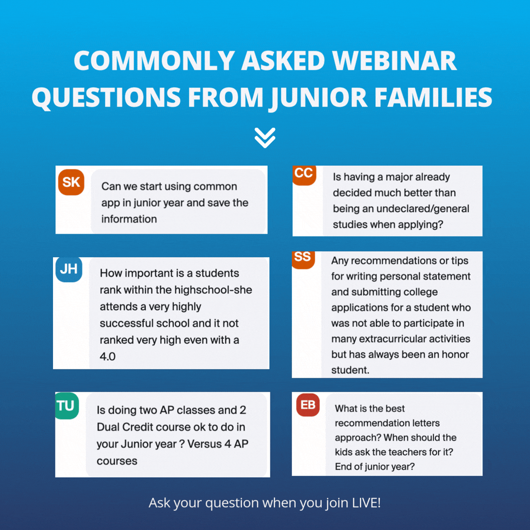 Junior Year webinar feedback